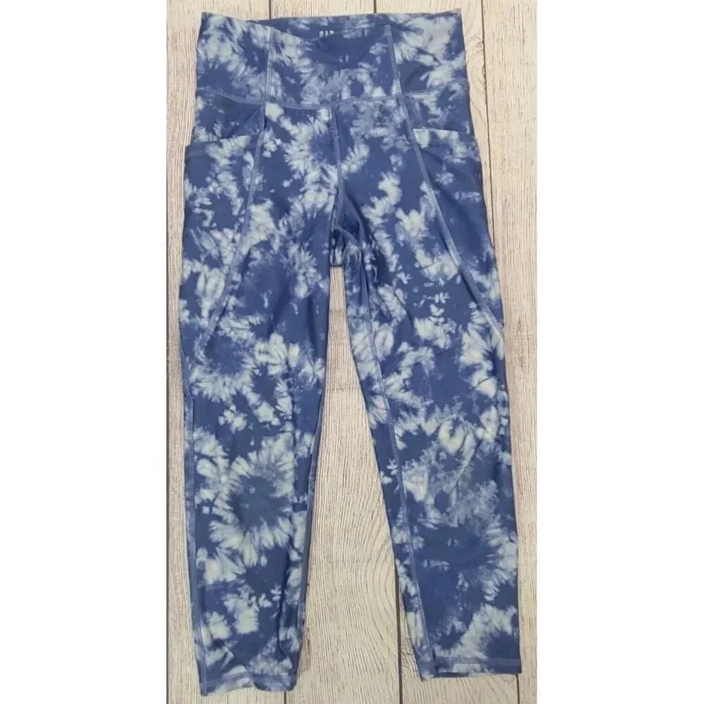 Gap Teen Leggings Yoga Pants Girls Size 10 Blue Periwinkle White Pockets Stretch